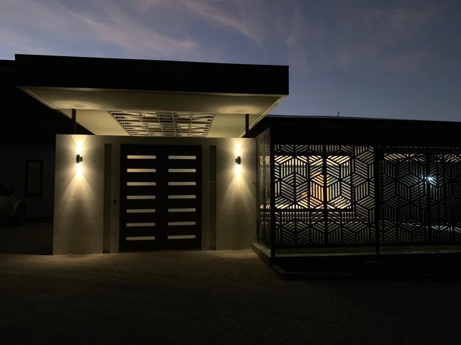 front privacy wall night shot house